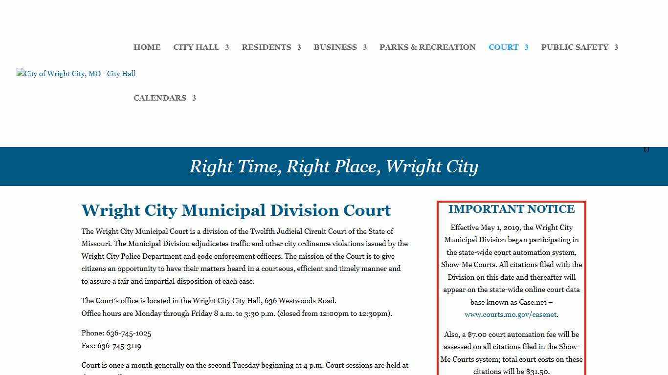 Municipal Division Court - City of Wright City, MO - City Hall