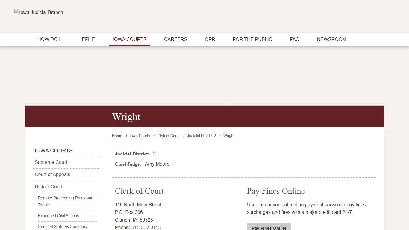 Wright Judicial District 2 Iowa Judicial Branch